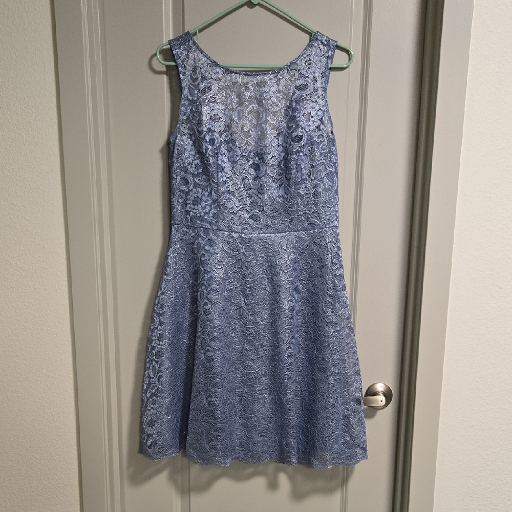 Blue Lace Homecoming Dress
